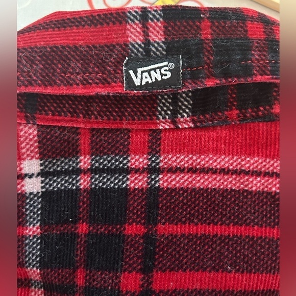 Vans black red lumberjack plaid corduroy long sleeve button down shirt mens sz S - Picture 3 of 12